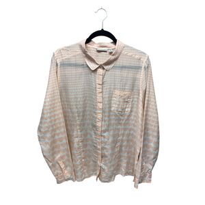 Gently Used Halogen Silk Blend Pink Hearts Novelty Print Blouse Women's Size XL